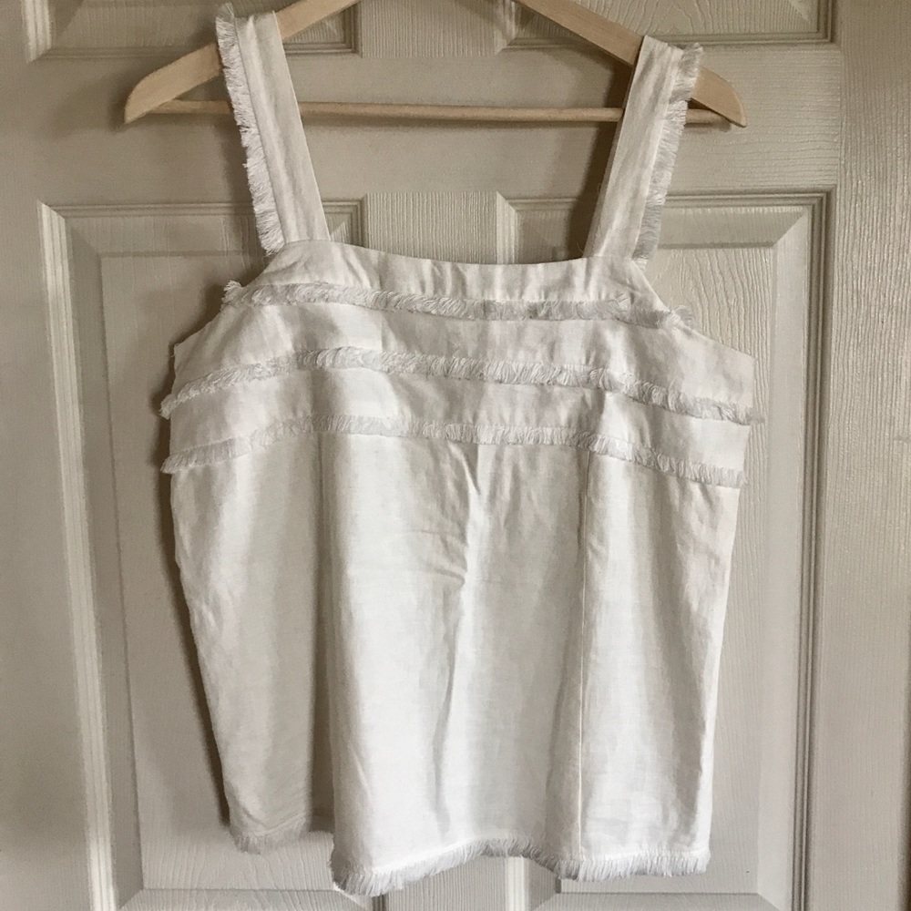LOFT linen fringe tank white size small